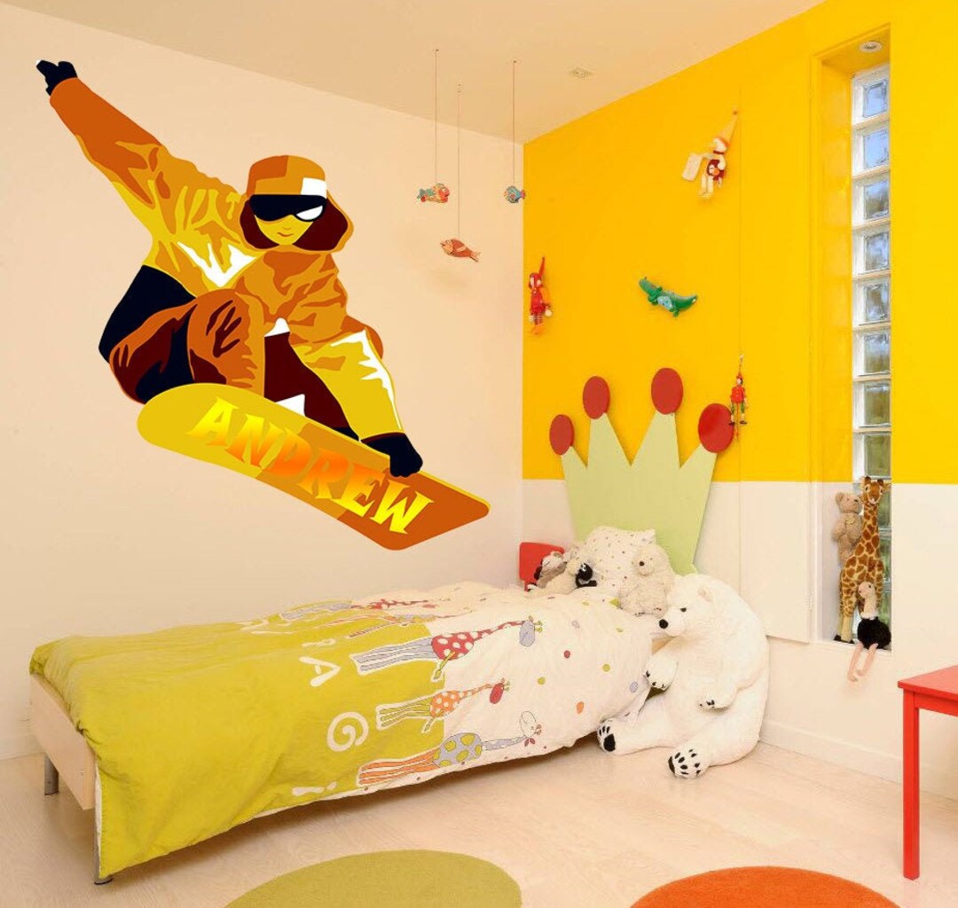 Wall Decal Sticker Snowboarding Board Sports Bedroom Room, Personalized ...