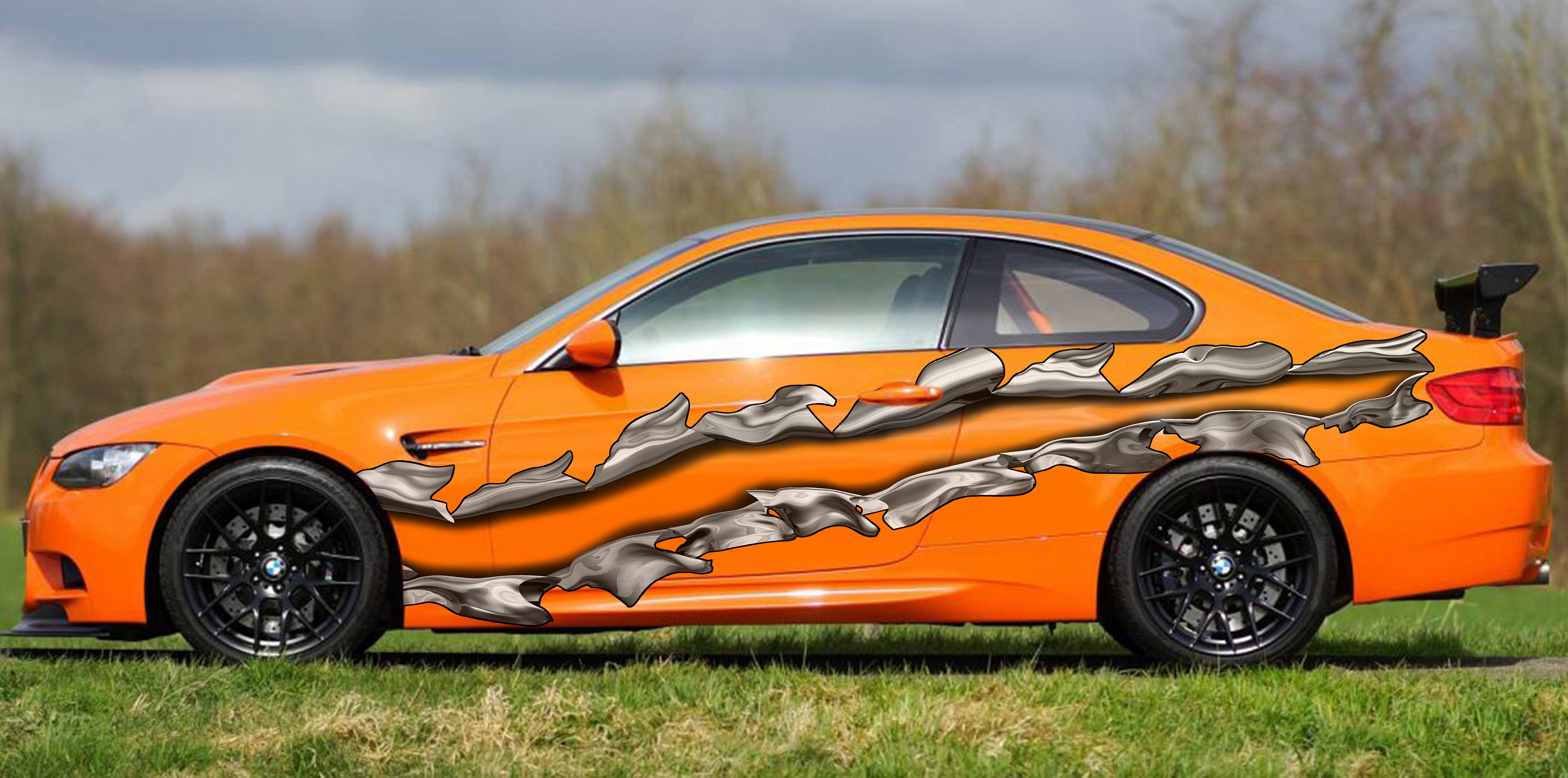 Ripped Metal Full Color Car Vinyl Decal, 3D Ripped Metal Car Side ...