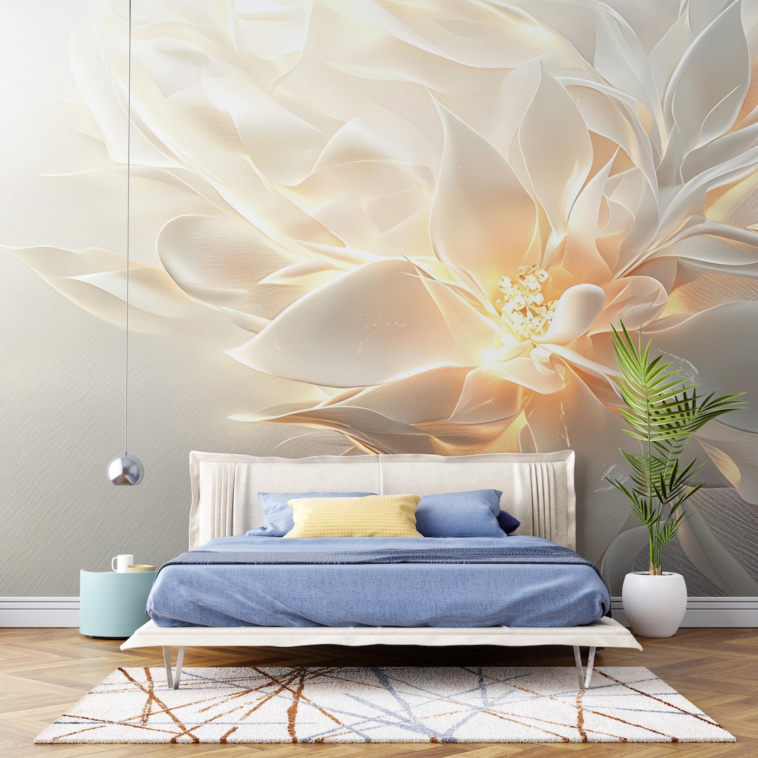 3D Cream Flower Wallpaper Elegant Peel And Stick Floral Wallpaper For 3d-cream-flower-wallpaper-elegant-peel-and-stick-floral-wallpaper-for