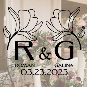 Custom Vinyl Decal Monogram Decal Sticker Monogram Car Decal Logo Wall Decal Office Wall Decal Business Door Decal Window Decal Flower