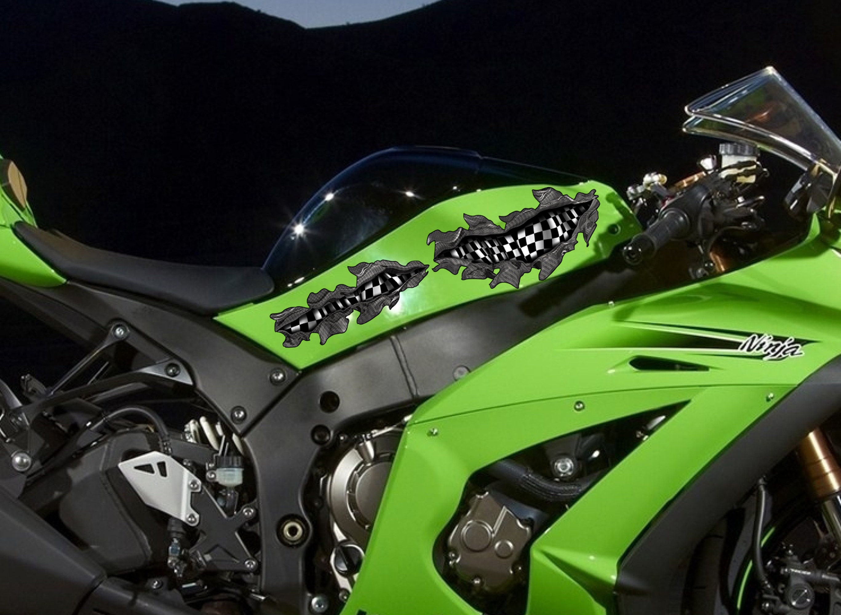 TEN 3D Tribal Ripped Metal Racing Bike Vinyl Decal, Sports Stickers