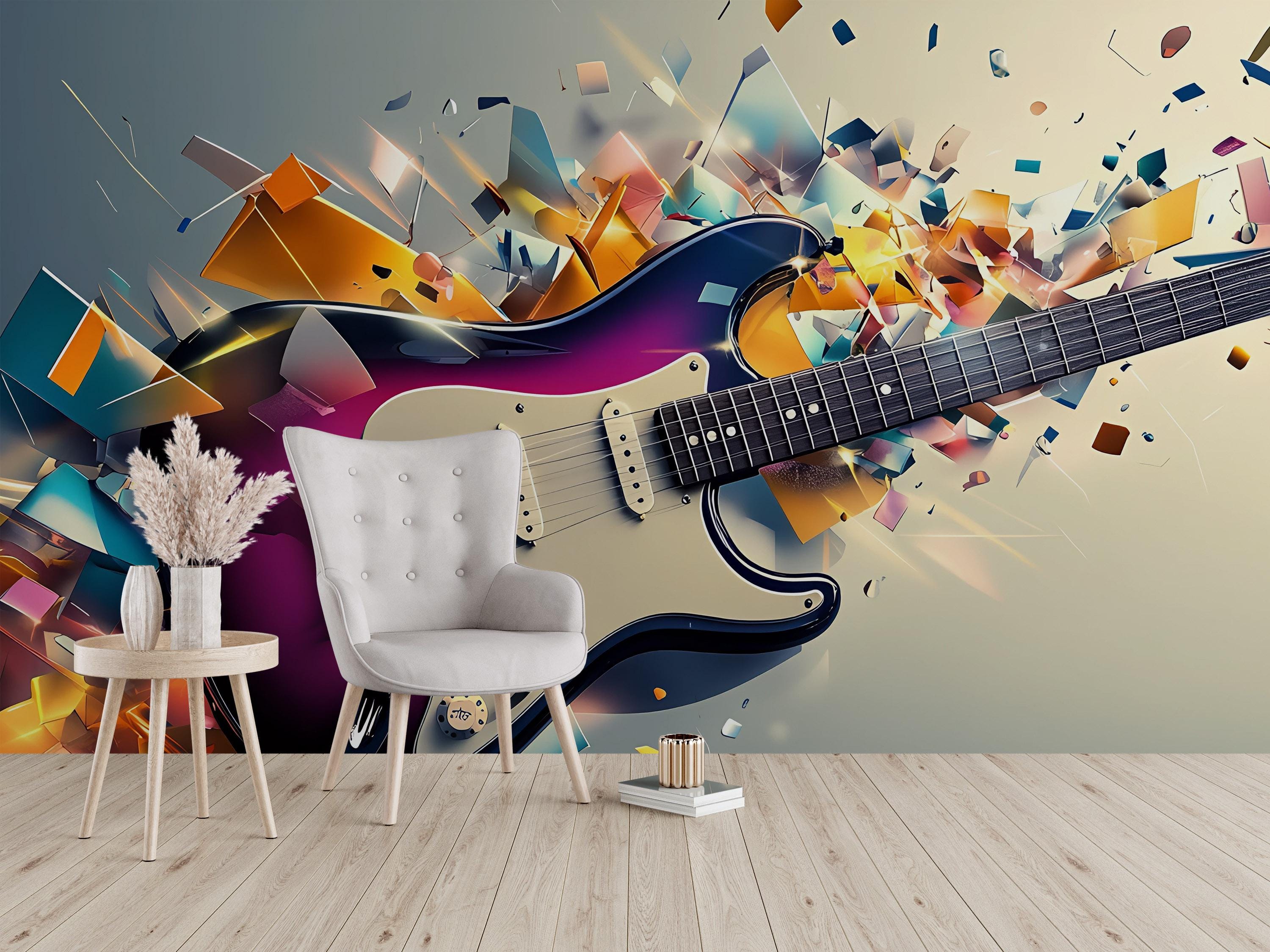アート・デザイン・音楽 The Electric Guitar Collection Electric Guitar Wall Mural – Vibrant Music Room Decor for Guitar