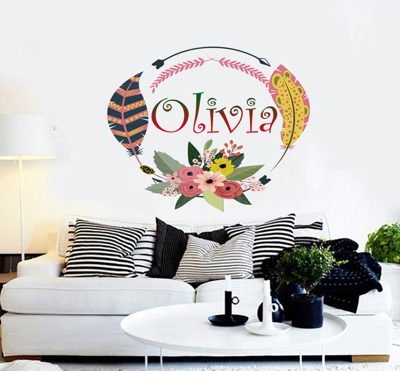 Custom Vinyl Sticker, Flower Wall Decor for Living Bedroom Room House ...