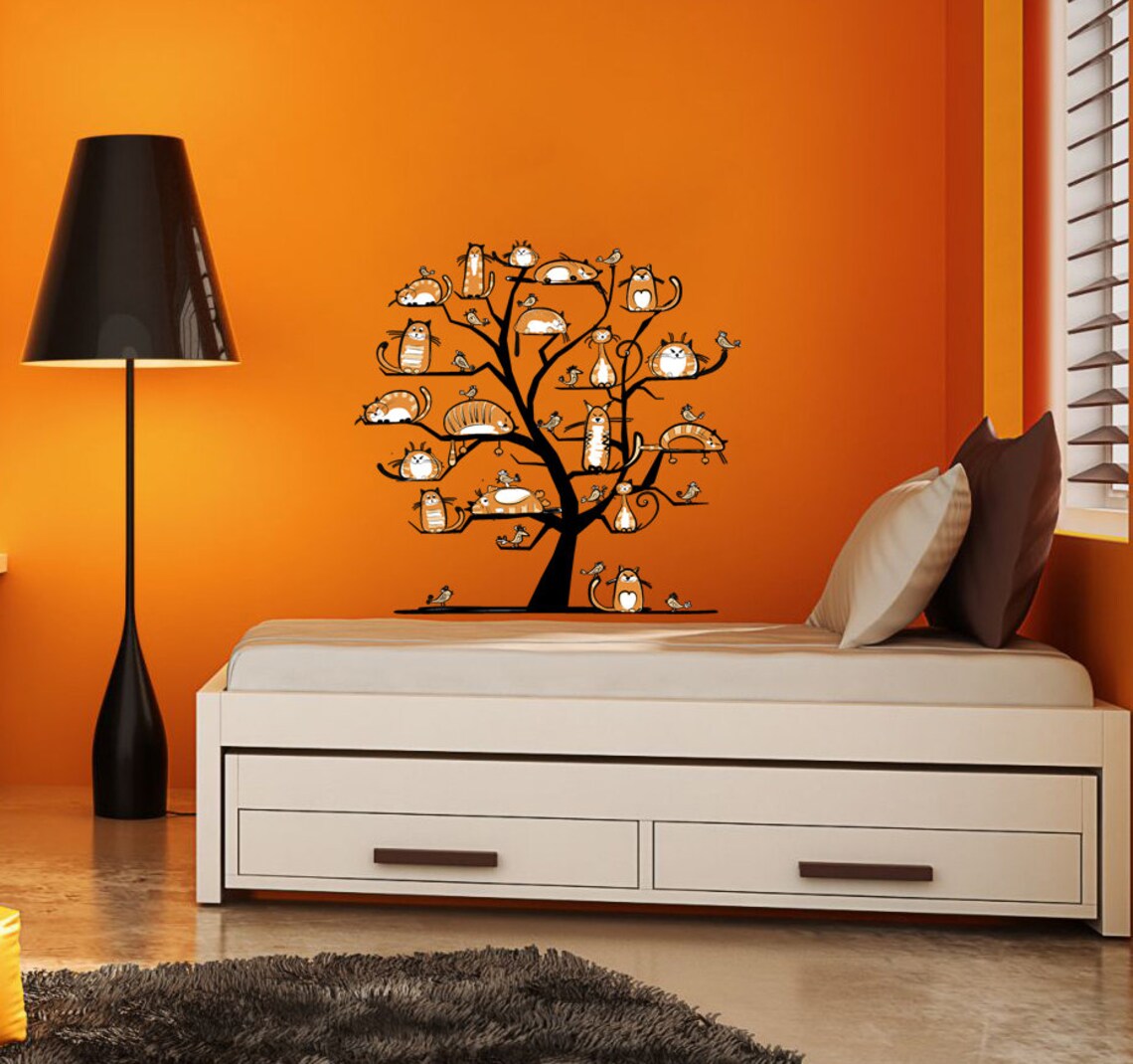 Wall Decal Art Stickers Wood Wall Sticker Funny Cats Decor Etsy