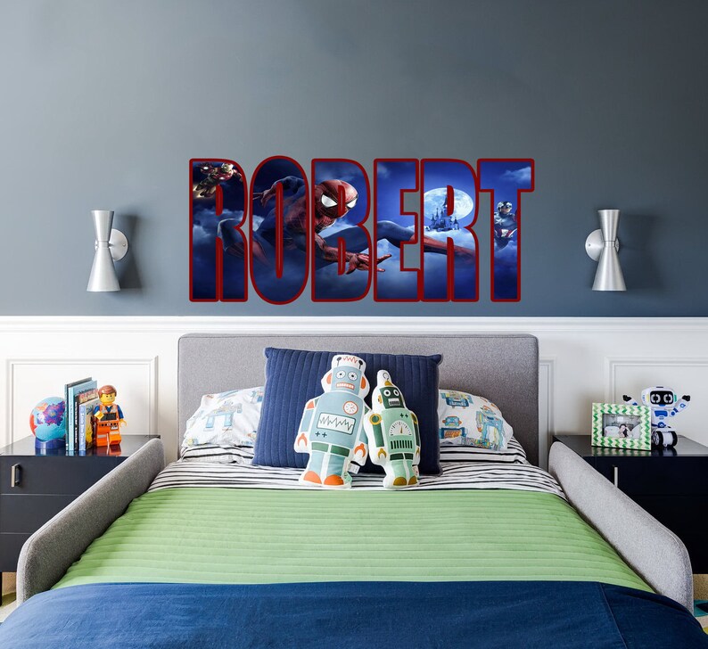 Spiderman Custom Name Wall Decal Spiderman Name Decal Etsy