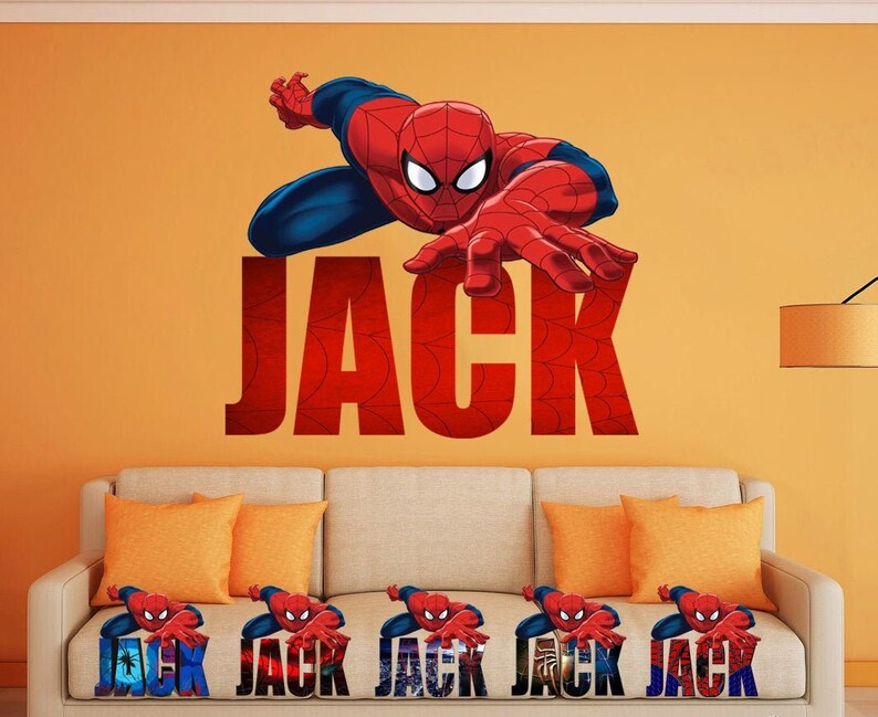 Spiderman Wall Decal Spiderman Room Décor Spiderman Bedroom Etsy