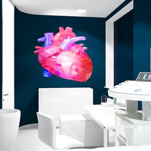 Human Heart Wall Decal by Wallmonkeys Peel and Stick Graphic, Heart Polygon sticker,modern wall art, Multi Color GD267