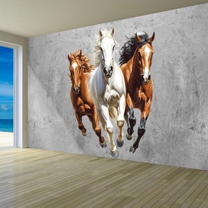 Horses Wall Vinyl Stickers Decal - Running Horse Wall Sticker - Room Decor Horses Sticker - Removable Horse Decal for Kids or Bedroom Vn014