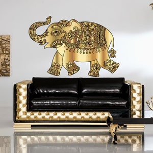 Peel and Stick Wall Decals Removable Wall Art Stickers for Home Office Nursery Decor(Golden Elephant) - GD544