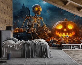 ぷうあさま専用（原画）ジャック・オー・ランタンの家【A5／水彩画／#2630】 ぷうあさま専用（原画）ジャック・オー・ランタンの家【A5