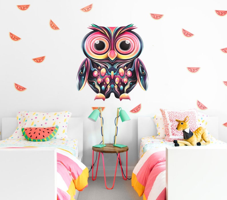 Owl Wall Decal, Owl Wall Sticker,modern Wall Art, Multi Color AN-8 - Etsy