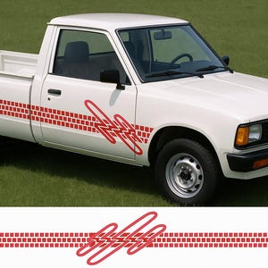 Retro Red Vinyl Truck Stripe Decal – Classic 80s Pickup Body Side Graphic Kit – Car Vinyl Stickers for Chevy, Toyota, Nissan, Ford, Dodge