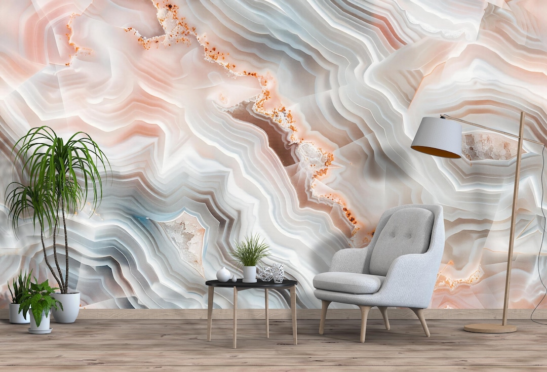 Agate Stone Wallpaper, Crystal Wall Mural, Luxury Geode Design, Modern ...