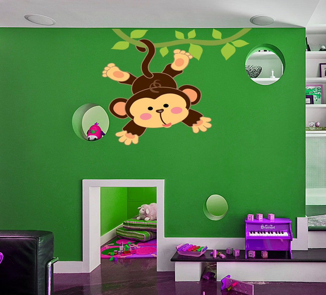 Monkey Polygonal Wall Decal Monkey Stickers hanging Monkey Etsy