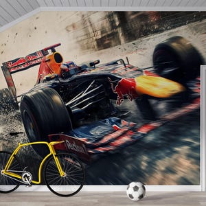 Formula 1 Racing Car 3D Wallpaper For Bedroom Living Room Boys Room Sports Wall Decor Modern Bold Wall Mural Motorsport Car Lover Gift
