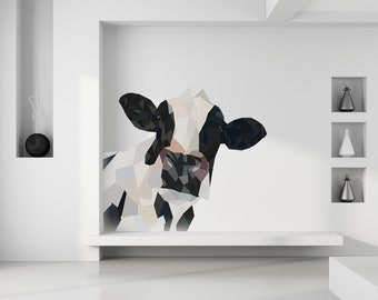 Cow animal Polygonal Wall decal, Cow Polygon sticker,modern wall art, Multi Color GD92