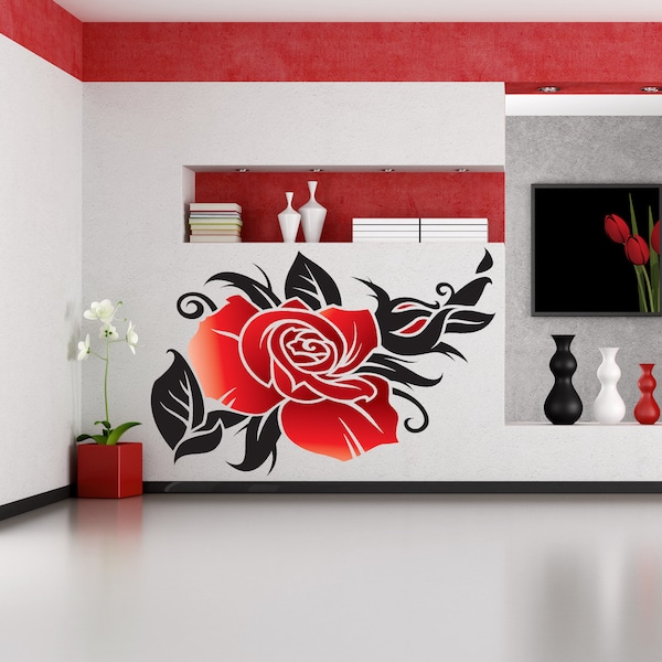 Rose Wall Decal Etsy