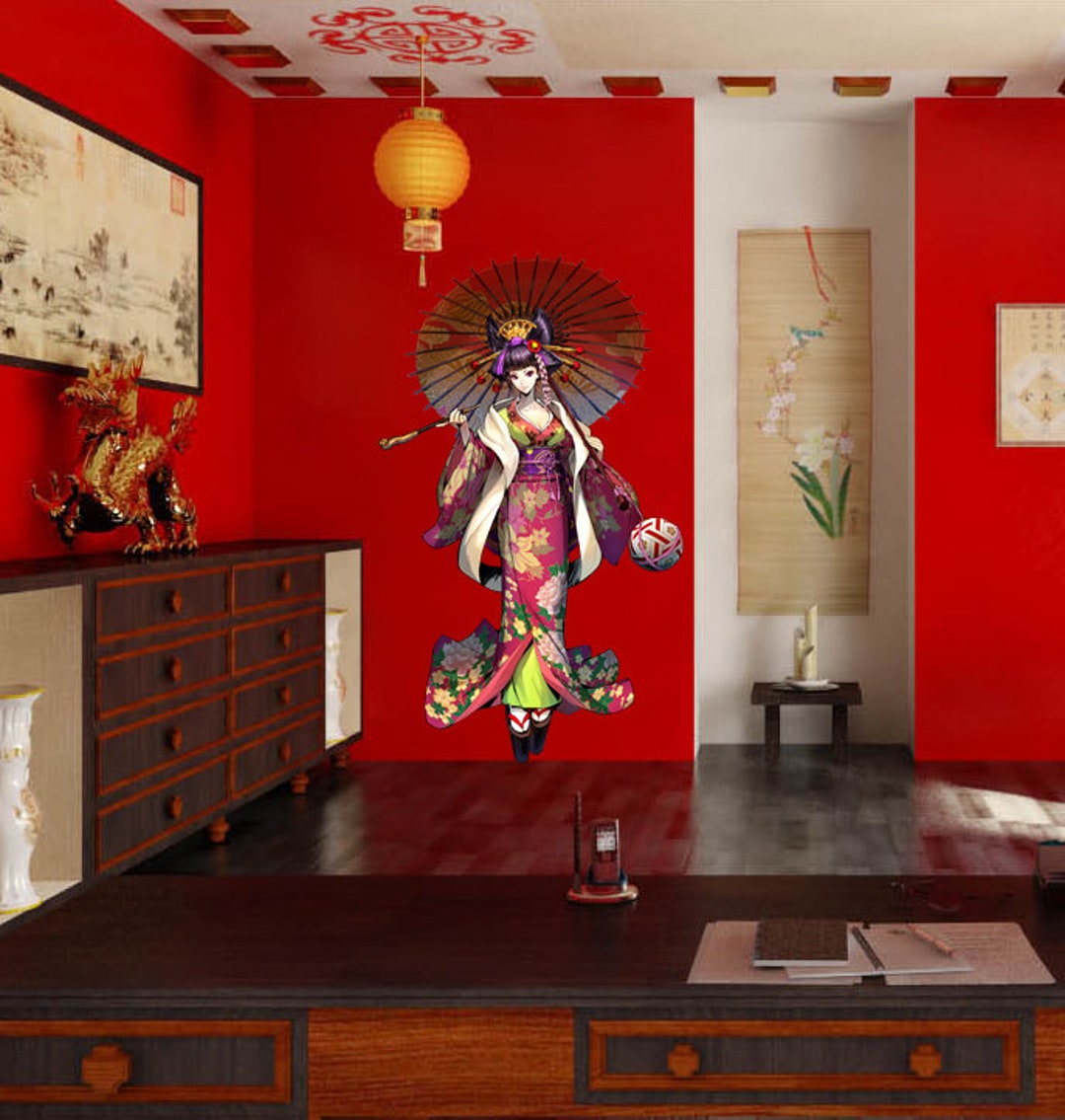 Girl Japanese Wall Decal, Girl Wall Sticker,modern Wall Art, Multi