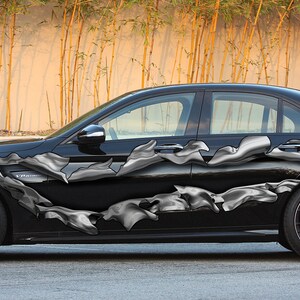 Ripped Metal Full Color Car Vinyl Decal, 3D Ripped Metal Car Side ...