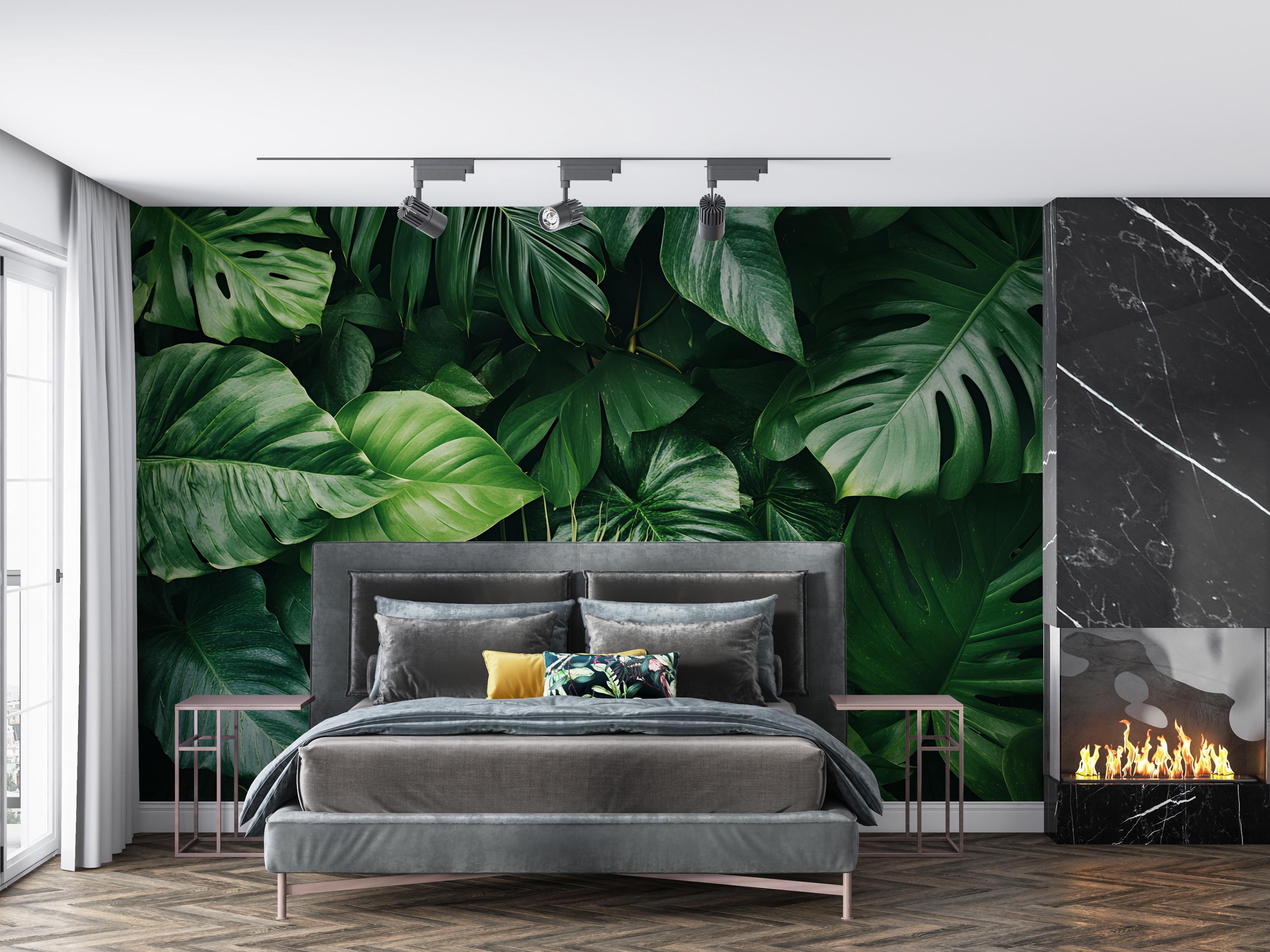 Green Botanical Wallpaper / Tropical Leaf Wall Mural / Peel and Stick ...