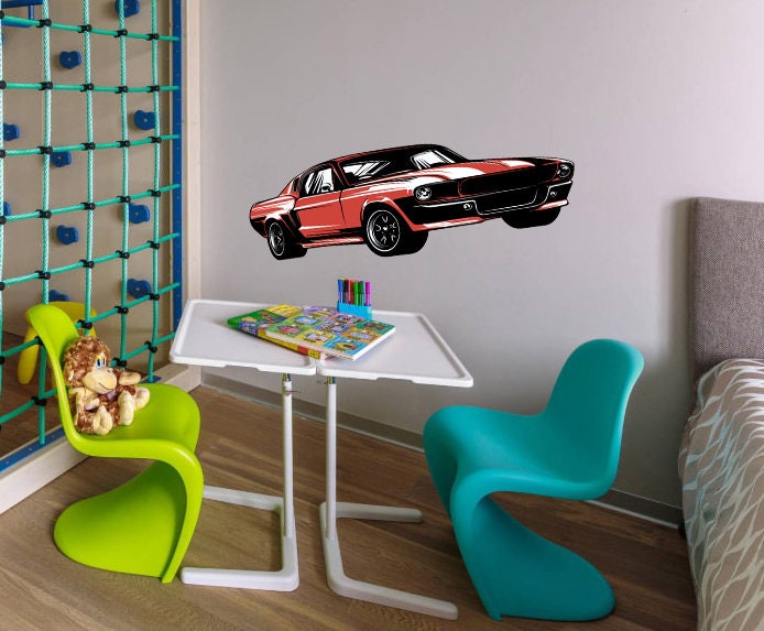 Wall Decal Art Stickers Car, Wall Sticker Racing Car Decor, Red Car ...