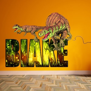 Personalisiertes Dino‑Wandtattoo – Mit Namen, Größe 58x15 Cm, Selbstklebend Aus Vinyl, Für Kinderzimmer & Mehr