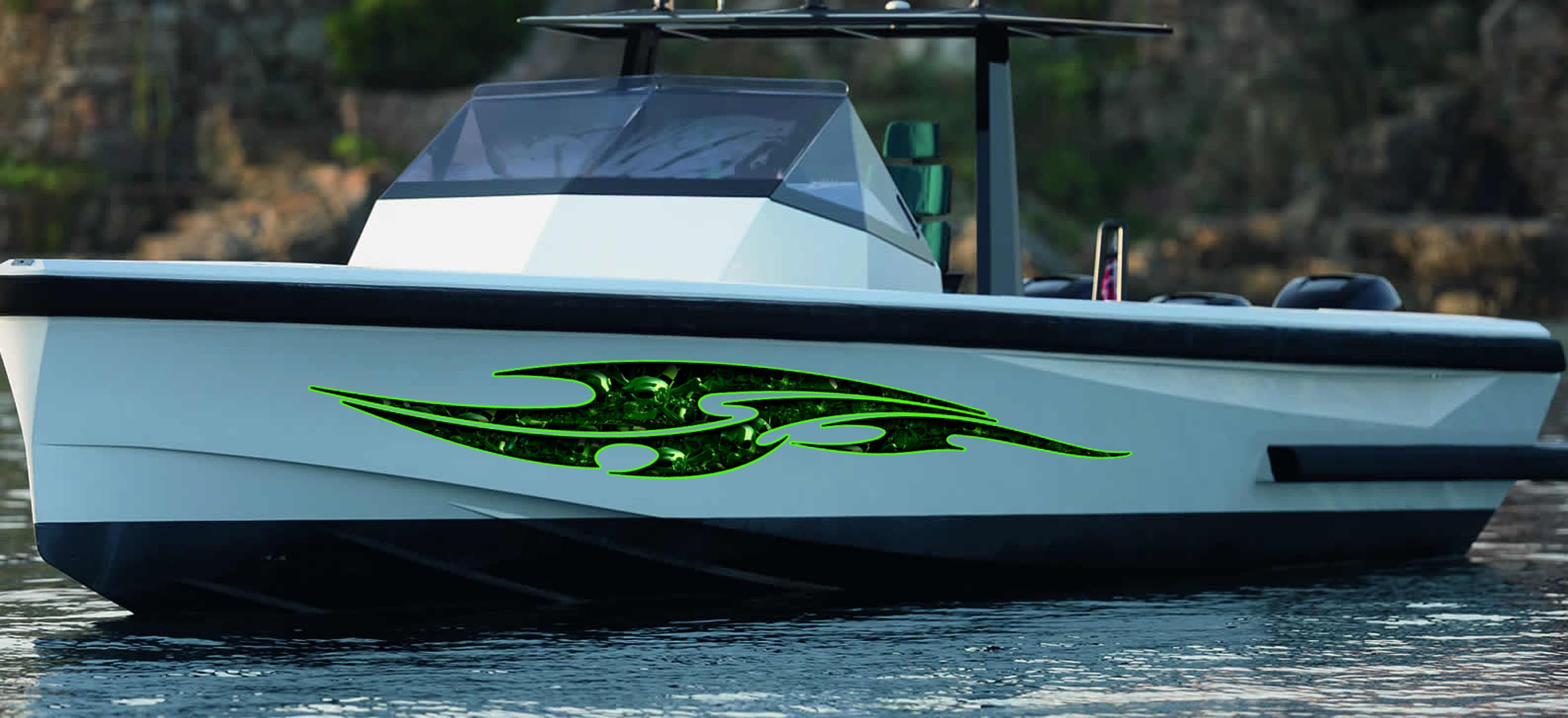 3D Sword Ripped Metal Vinyl Wrap ,Tattoo Boat Decals, Watercraft Vinyl