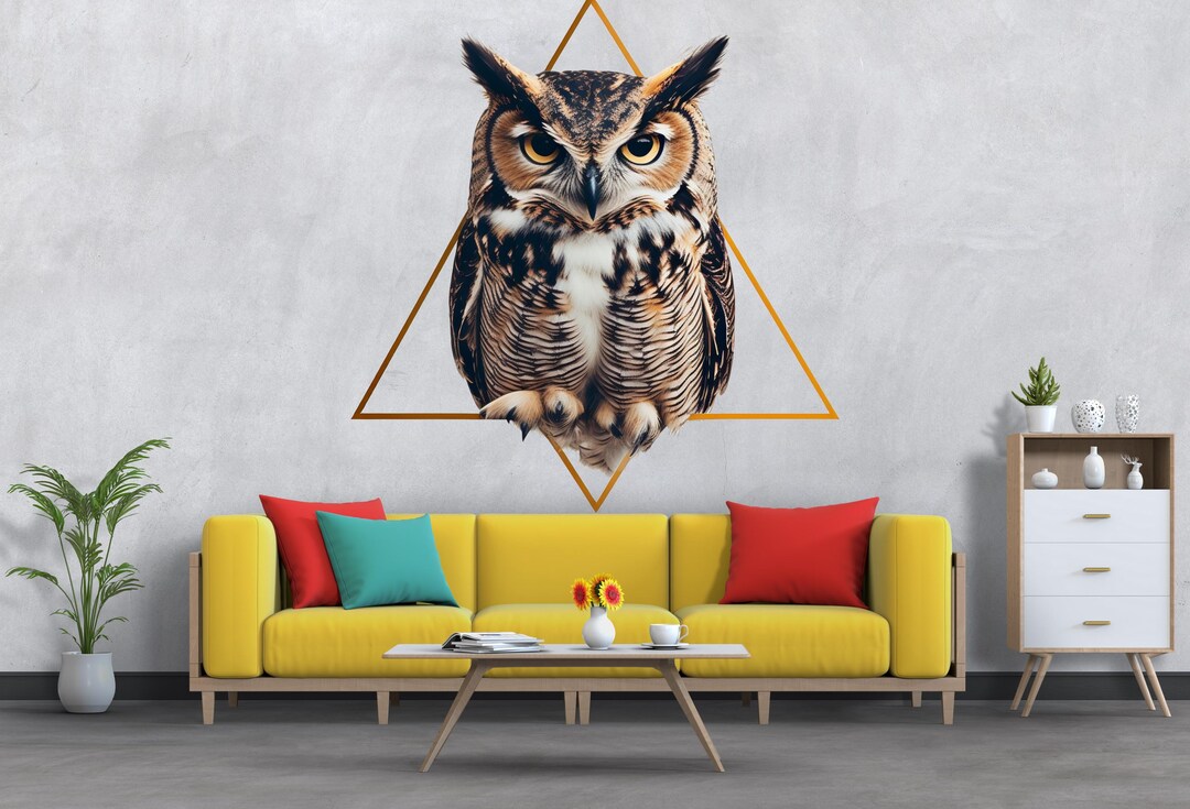 Geometric Owl Wall Decal Modern Animal Wall Art Peel and Stick Owl Wall ...