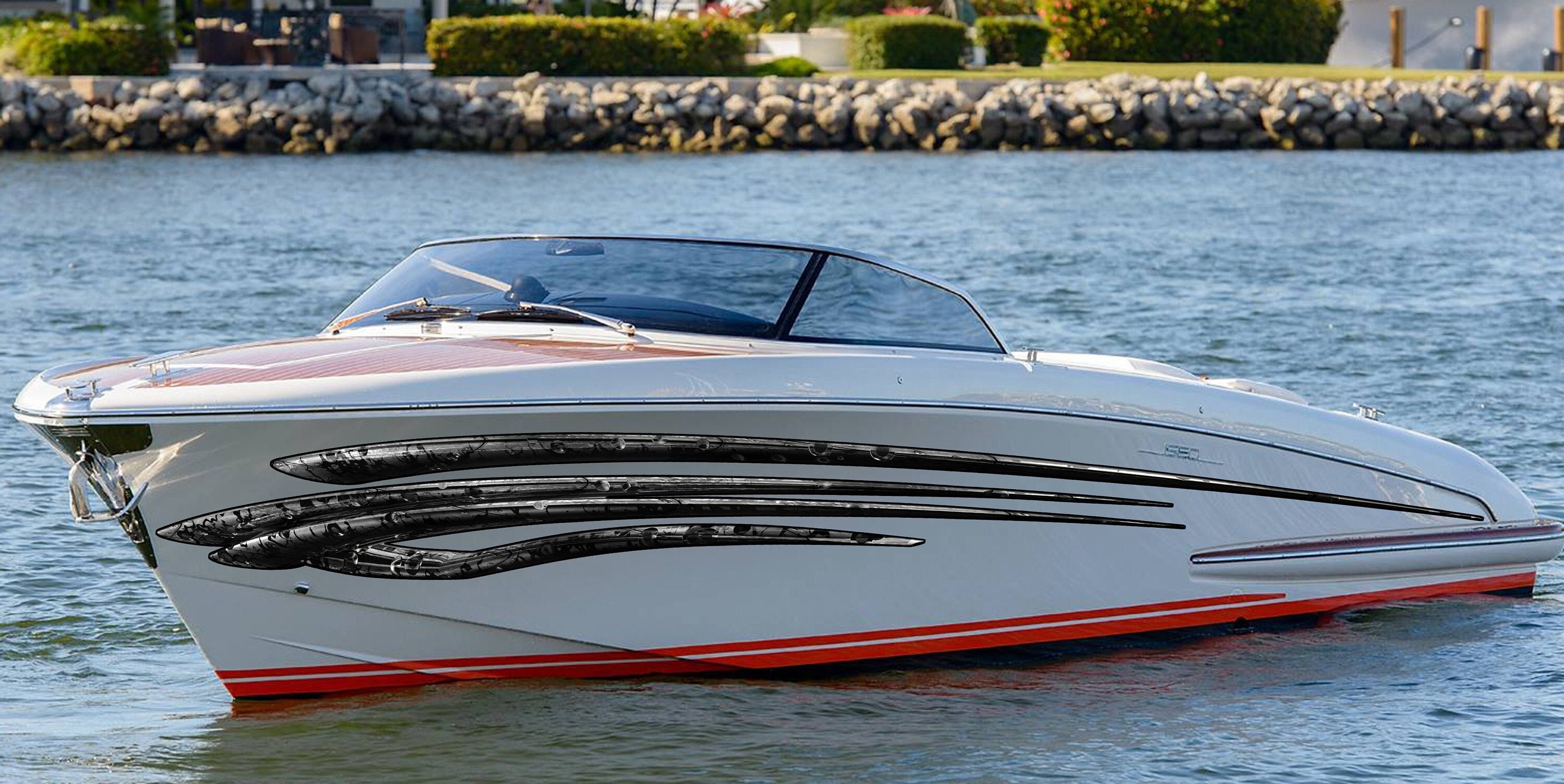 3D Racing Stripes Boat Decal – Vinyl Marine Graphics for Speedboats ...