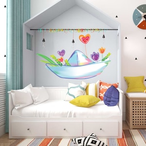 Children&#39;s boat Ship Wall decal, Baby Boy Nursery Wall Decal for Baby room Decorations Mural Wall Decal Sticker for Home Multi Color AN-143