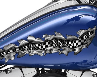 Adesivi In Vinile Per Casco, Motivo: Bandiera Della Fine Della Gara A Scacchi, Confezione Da 4 - Foto 12