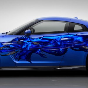 3D Dragons Car Wrap Ripped Metal Full Color Vinyl , Car Vinyl Design Dragon Wrap Tribal Lizard Street Racing