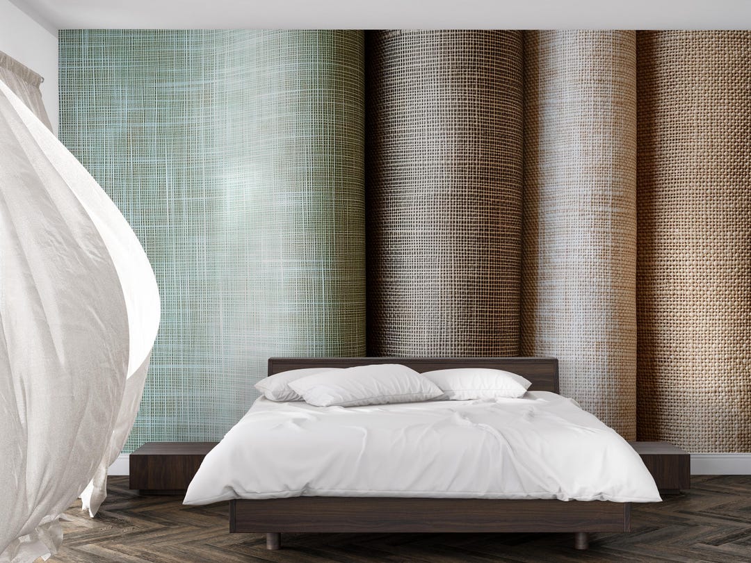 Photo inspiration: 3D Textured Fabric Wallpaper Mural Linen Jute Burlap Style Wall Photo Inspiration