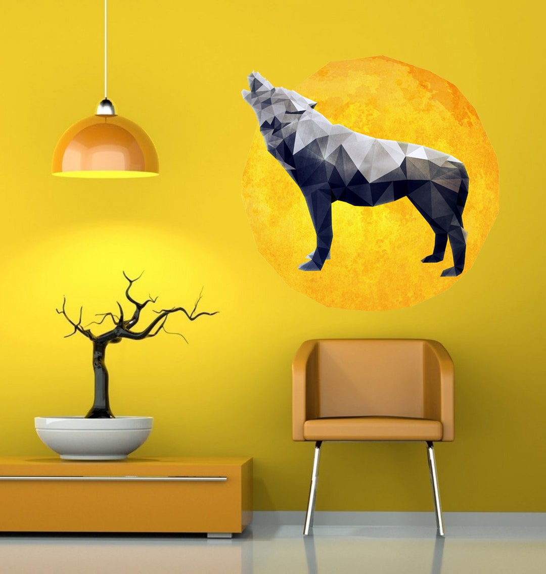 Wolf Wall Decals Moon Wall Art Stickers Bedroom Living Room Kids ...