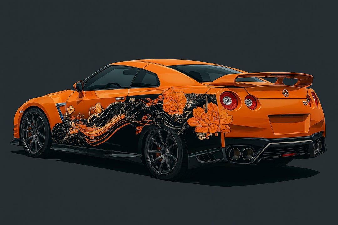 オレンジ ブラック GT-R ドリフトカー Orange GT-R RC Drift Car