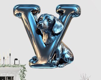 Tax 3D-vinylklistermärke | Personligt bokstavsdekal för vägg, laptop och bil | Unik present till hundälskare & taxvinyldekal Vn131