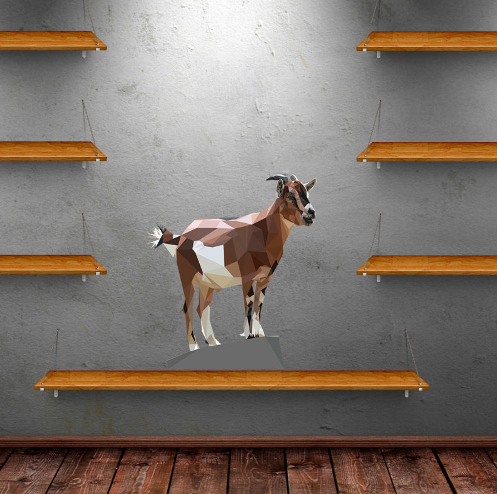 Goat Polygonal Wall Decal Goat Polygon Stickermodern Wall Etsy