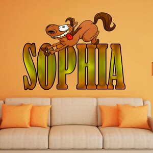 Pony benutzerdefinierte Namen Wandtattoo, personalisierte Aufkleber, personalisierte Aufkleber, Kinderzimmer Aufkleber Baby junge Aufkleber, Baby Mädchen Aufkleber GD416