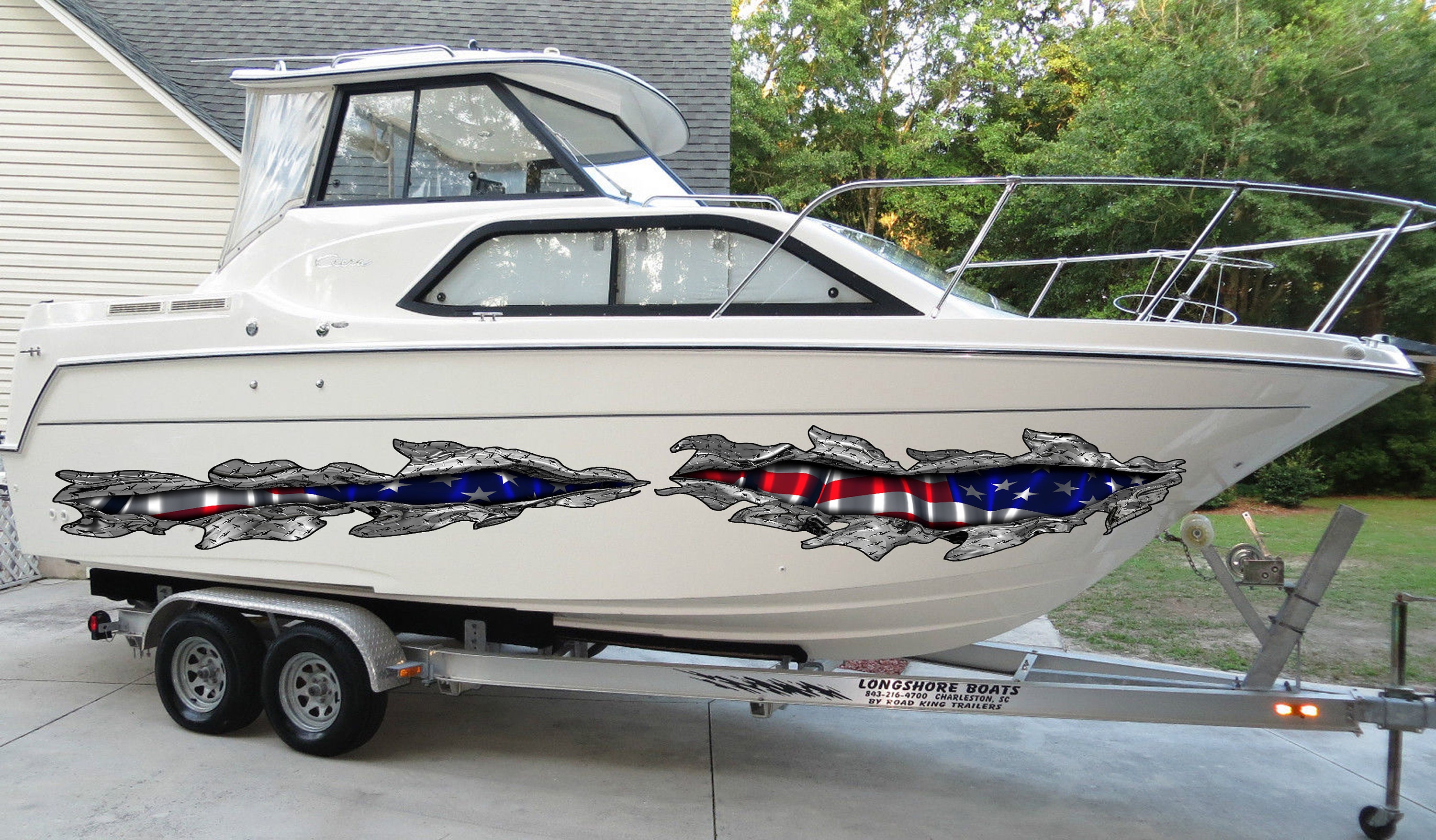 3D US Flag Boat Sticker Full Color USA Flag Boat Decal Etsy