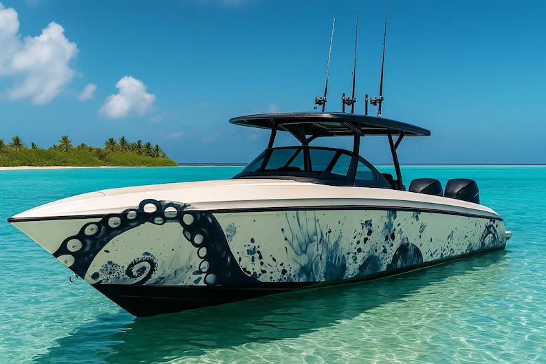 Kraken Reach Boat Wrap – Tentacle Ocean Design Marine Vinyl for Sport ...