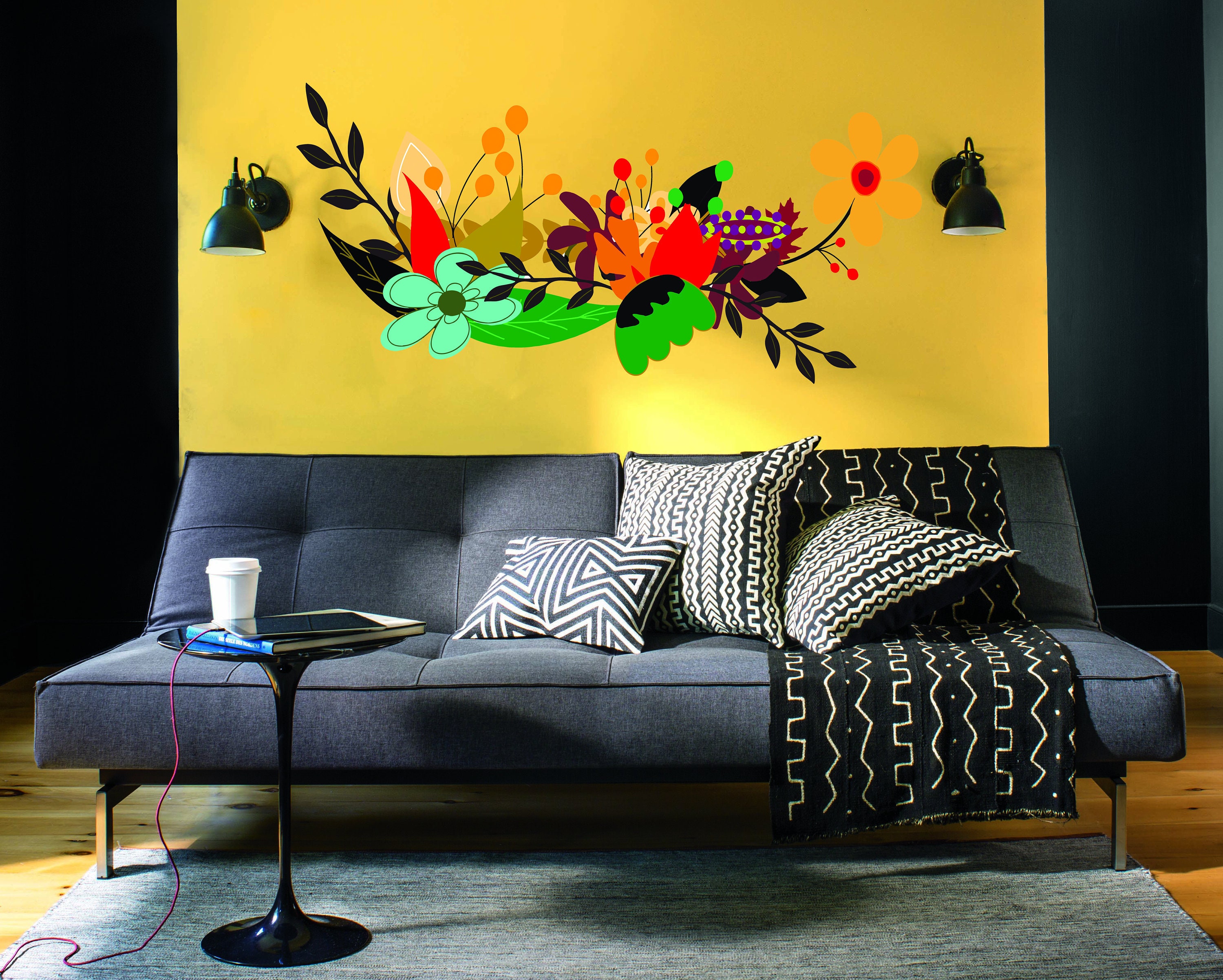 Wall Decal Art Stickers Boho Flowers Wall Sticker Bohemian Etsy UK