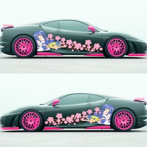 Anime Car Vinyl Decal – JDM Itasha Wrap for Hood, Door, or Side – Full Color Waifu Sticker for Drift Cars, Tuners, or Show Builds