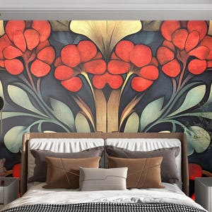 Art Nouveau Wallpaper / Peel and Stick Nature-Inspired Vintage Wallpaper / Floral Nouveau Wallpaper / Botanical Wallpaper, Modern Style