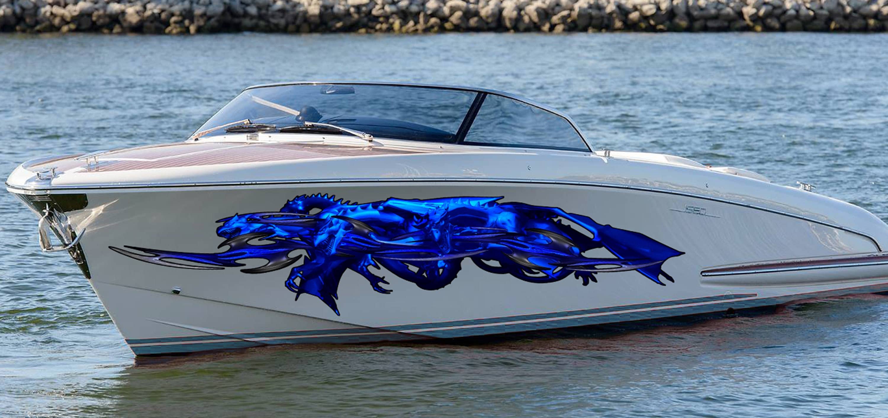 Tribal Boat Wrap, Tribal Racing Stripes Boat Vinyl Decal, Tribal Speed