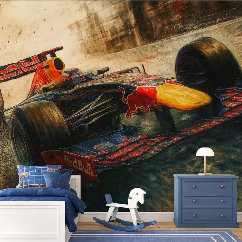 Formula 1 Racing Car 3D Wallpaper for Bedroom Living Room Boys Room ...