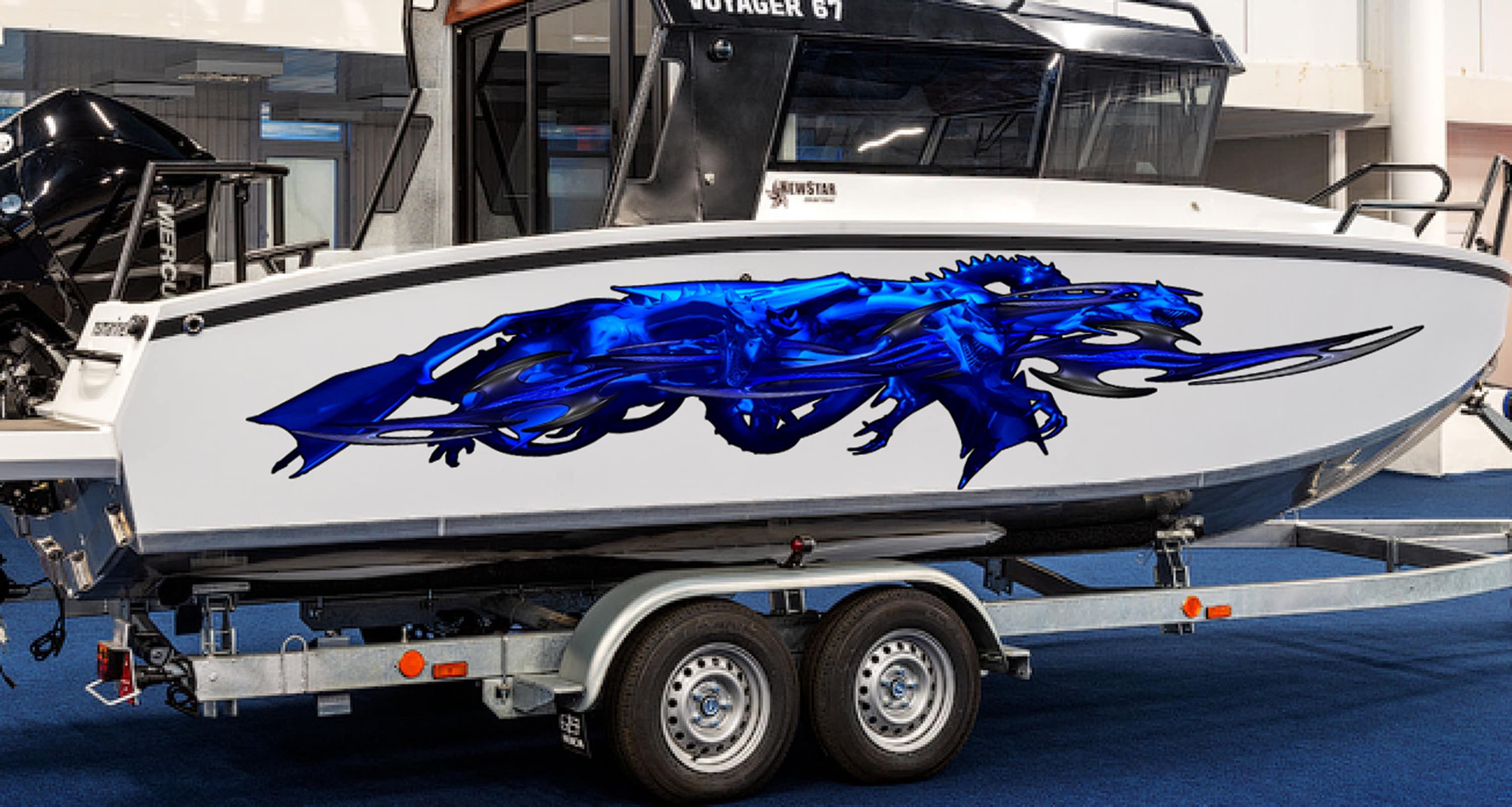 3D Sword Ripped Metal Vinyl Wrap ,Tattoo Boat Decals, Watercraft Vinyl