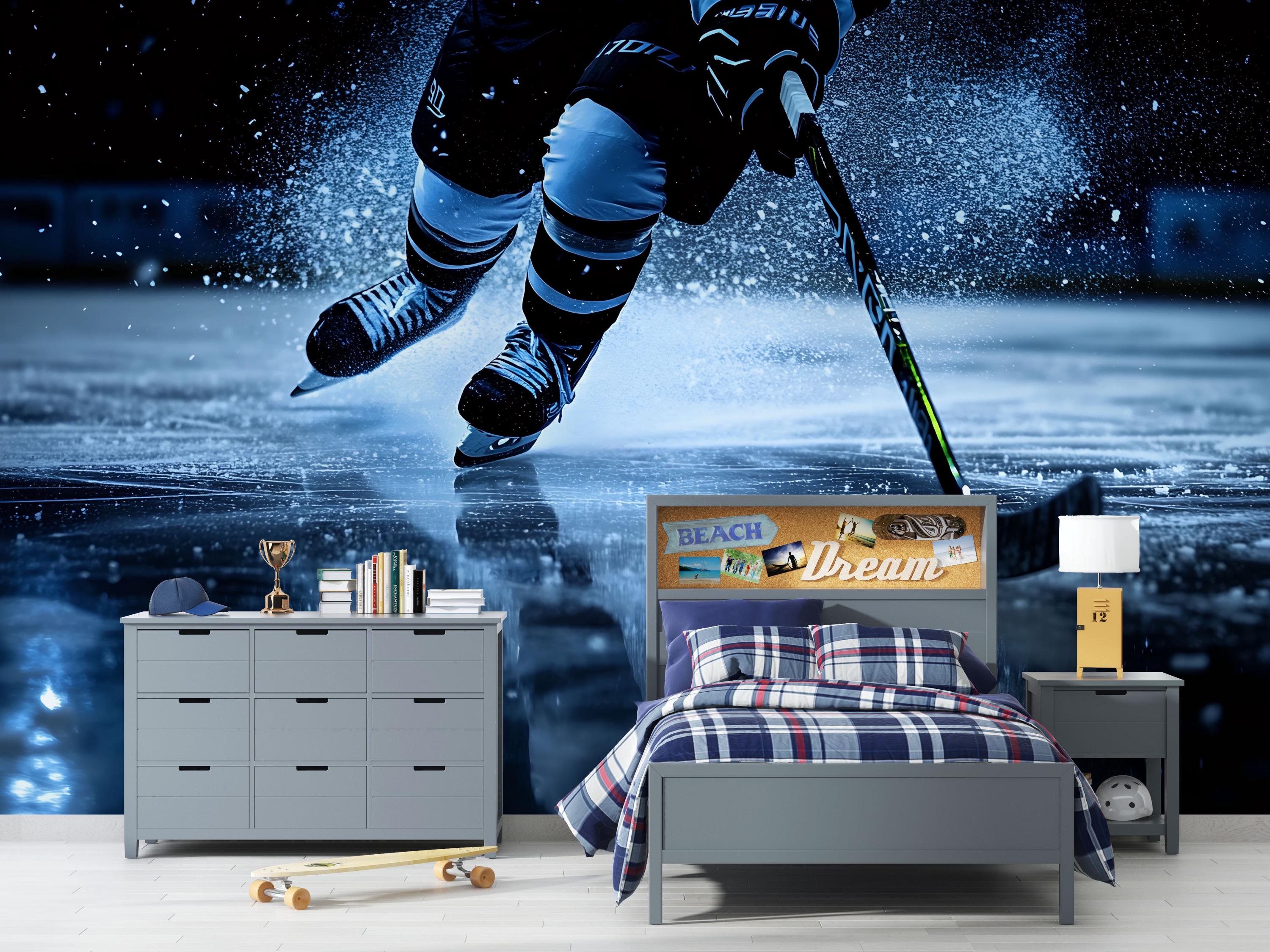 Ice Hockey Stadium Wall Mural 3D Wall Background Mural Wallpaper Wall Art For Living Room Bedroom Tv Background Office Restaurant Motif Room Peel And Stick Wall Posters 350(W) X256(H) Cm