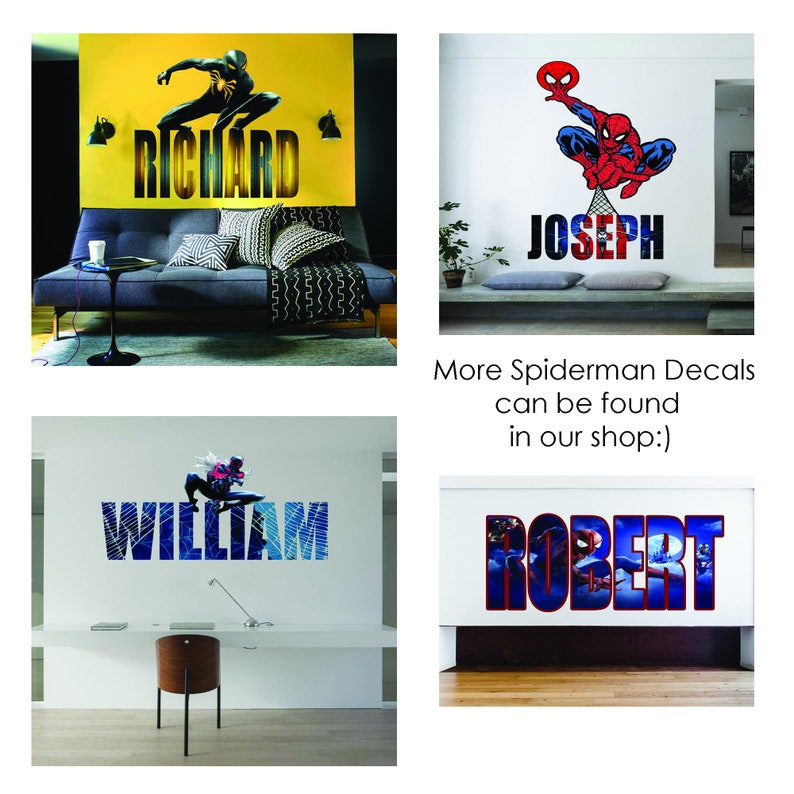 Spiderman Custom Name Wall Decal Spiderman Name Decal Etsy