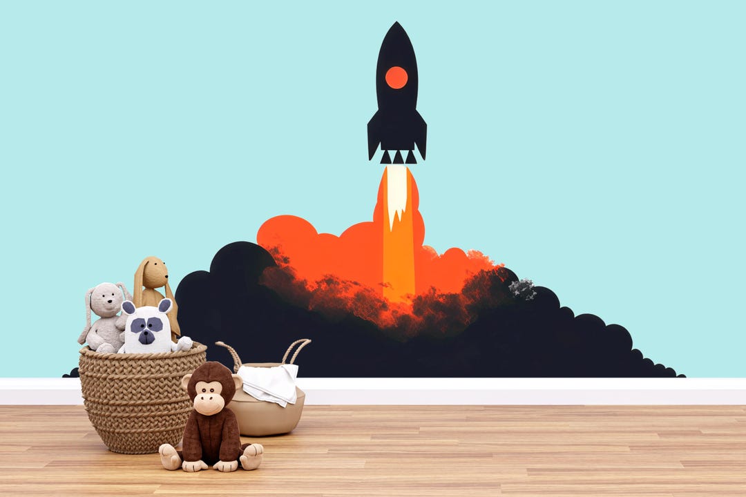 Rocket Launch Wall Decal Sticker | Space Nursery Wall Art | Peel and ...
