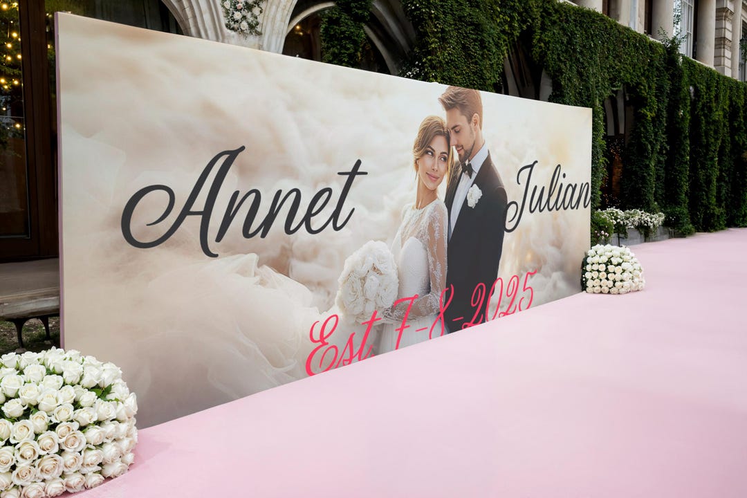 Date Backdrop Custom Wedding Photo Backdrop Wall Mural – Personalized Bride & Groom ...